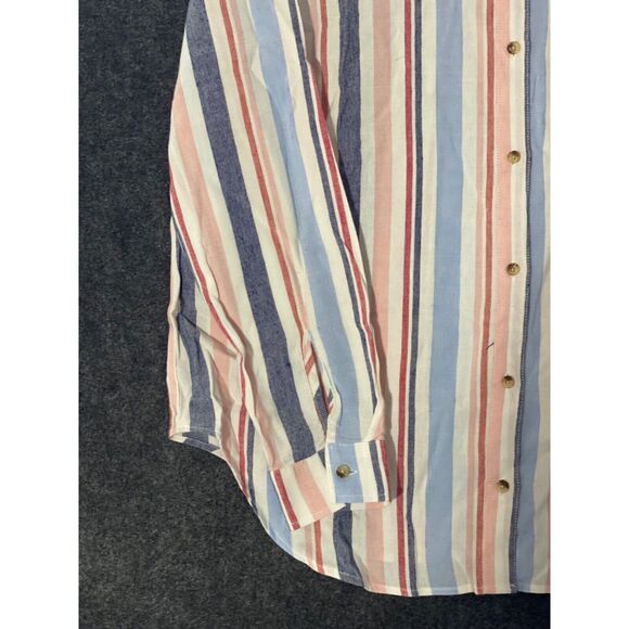 Anthropologie Maeve Womens Medium Chatham Striped Button Down Long Sleeve Pocket - Picture 8 of 13